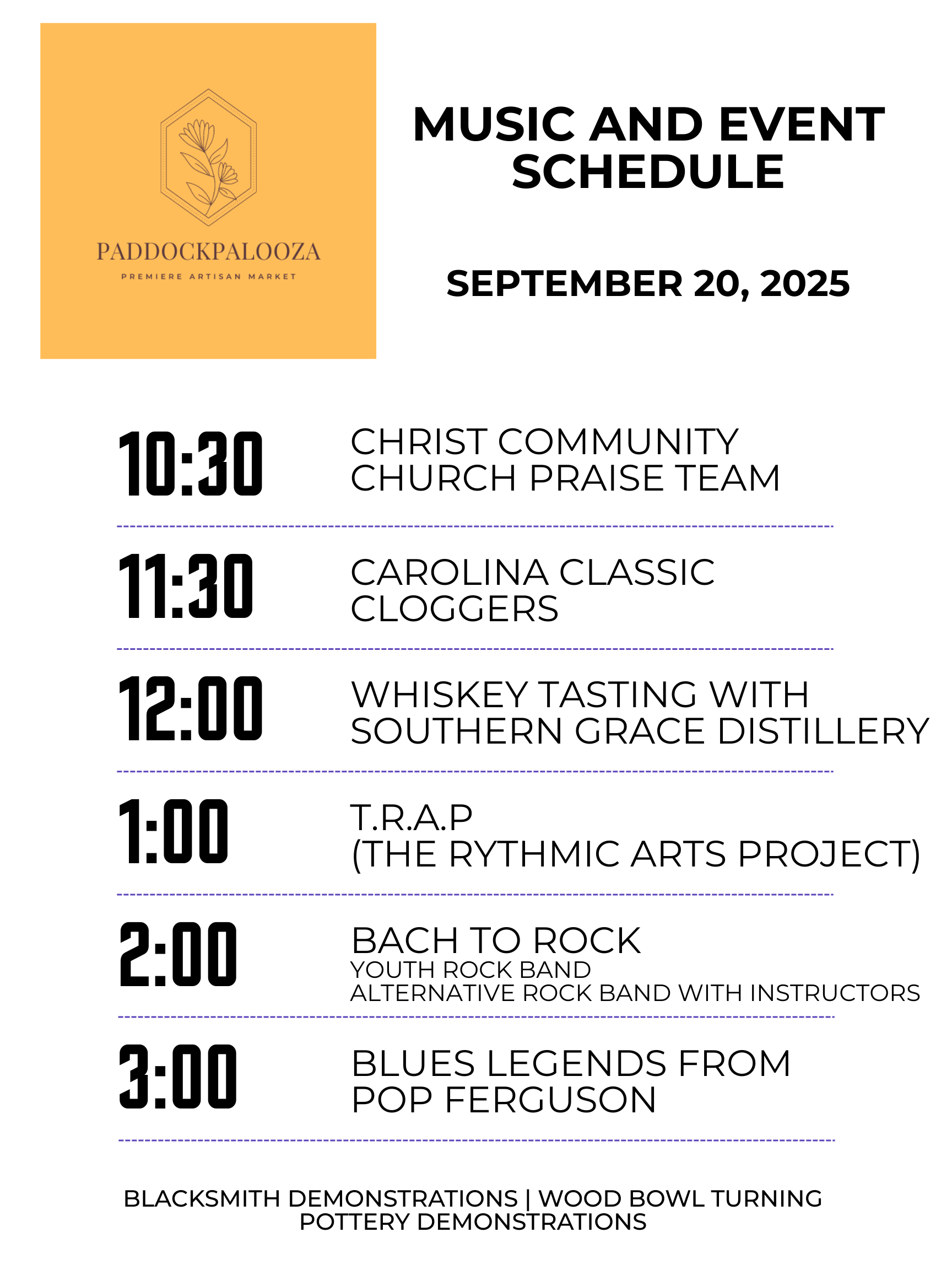 Paddockpalooza music and event schedule